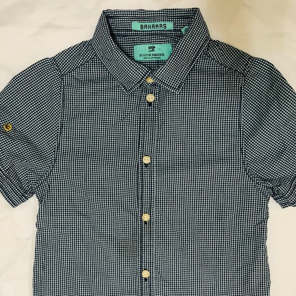 Ombré blue check S/S button down. - Picture 6 of 6